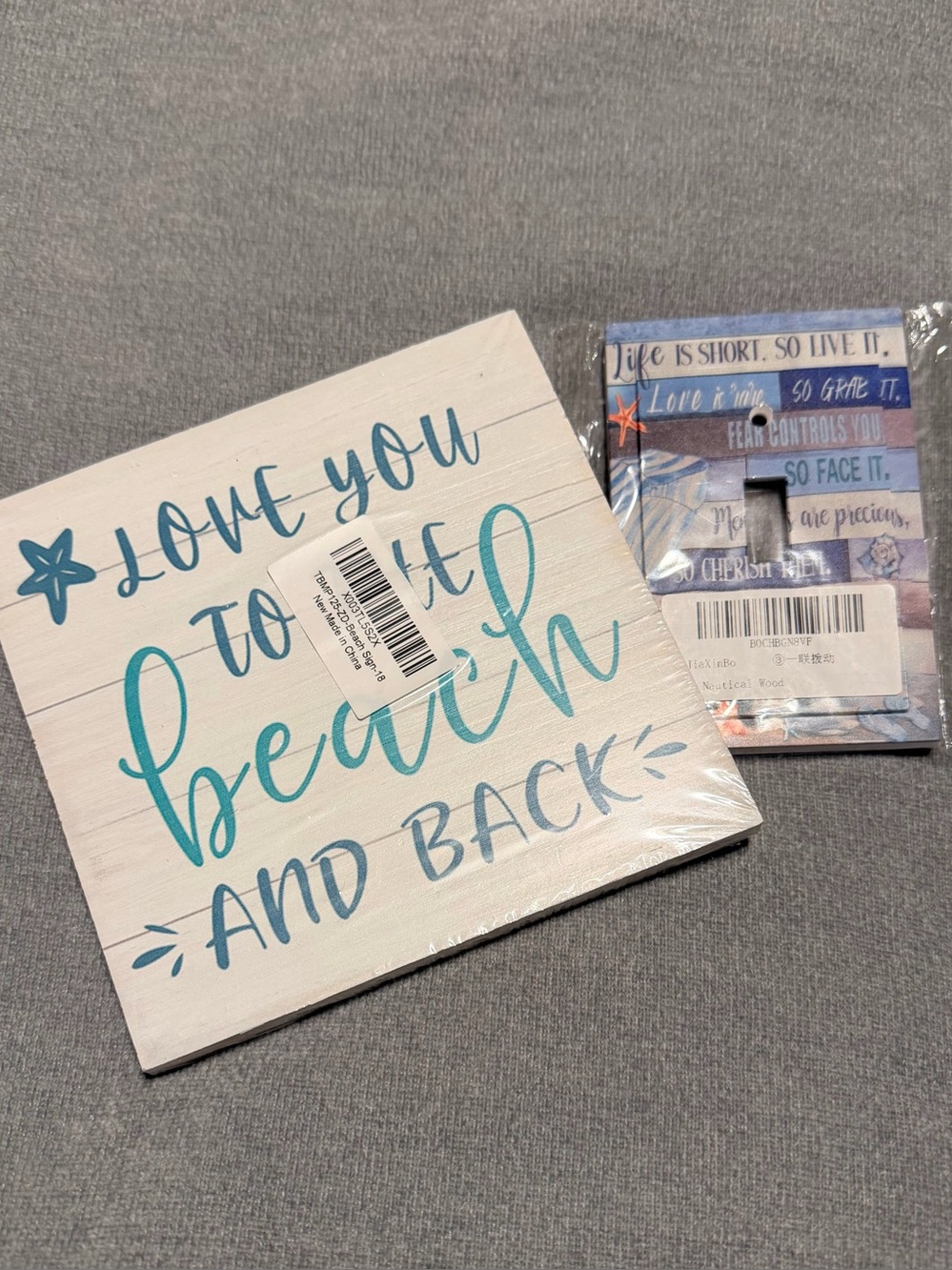 Beach Decor Set - Sign and Light Plate